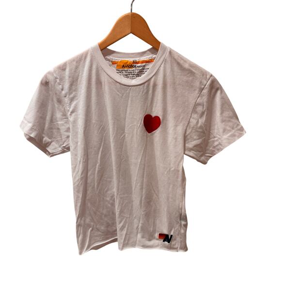 Aviator Nation Womens White Heart T-Shirt Size XS - Picture 2 of 4
